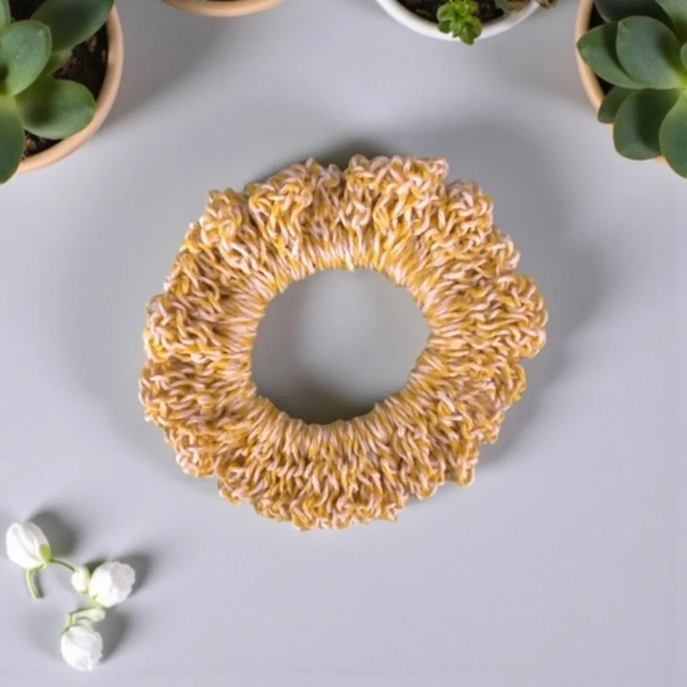 Yellow and White Hair Scrunchie